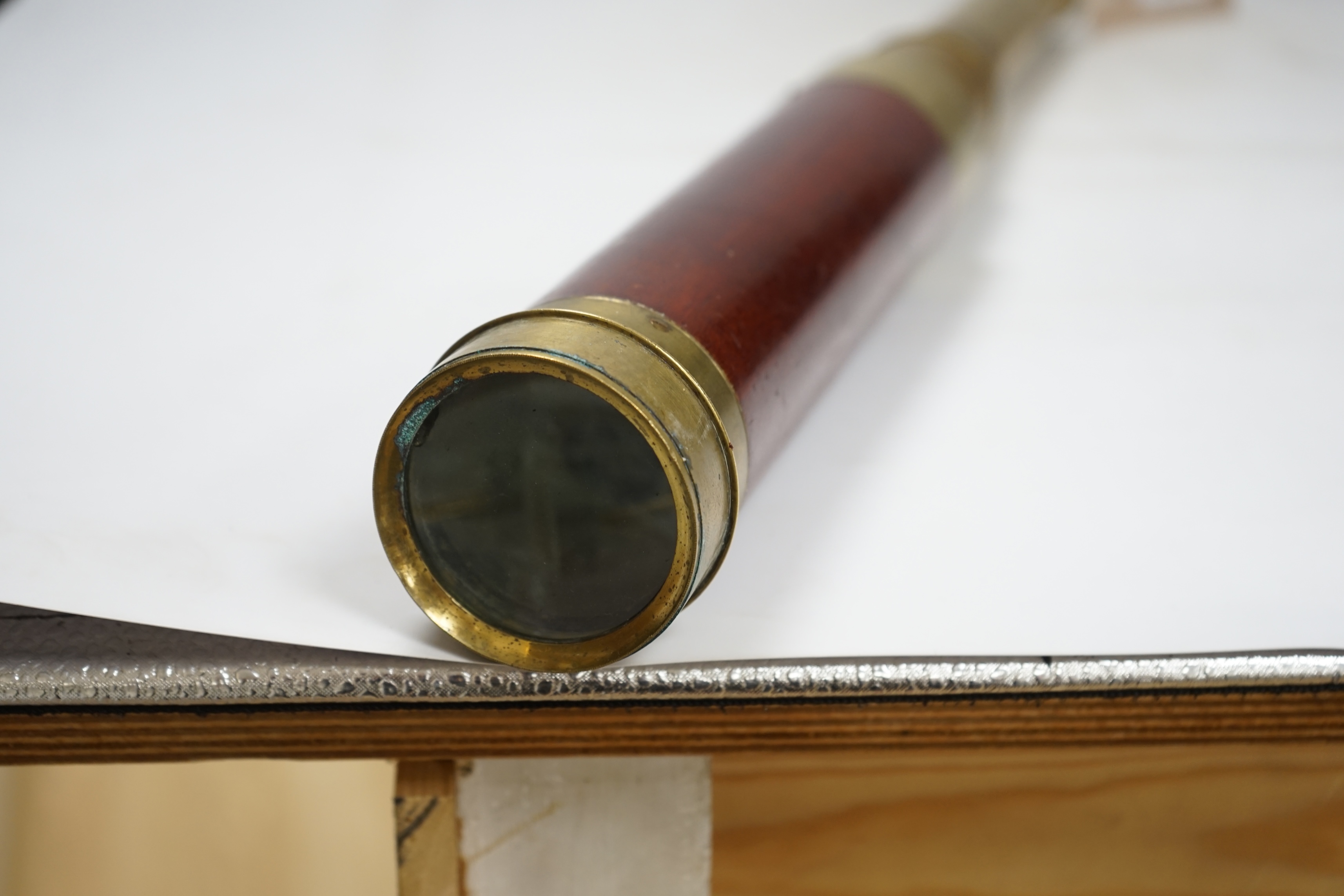 A 19th century four draw telescope made by J.P. Cutts of London. Condition - fair